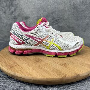 Asics GT-2000 Running Shoes Womens Size 6 White Pink Neon Yellow Stability